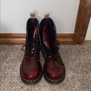 Cherry red vegan leather doc martens